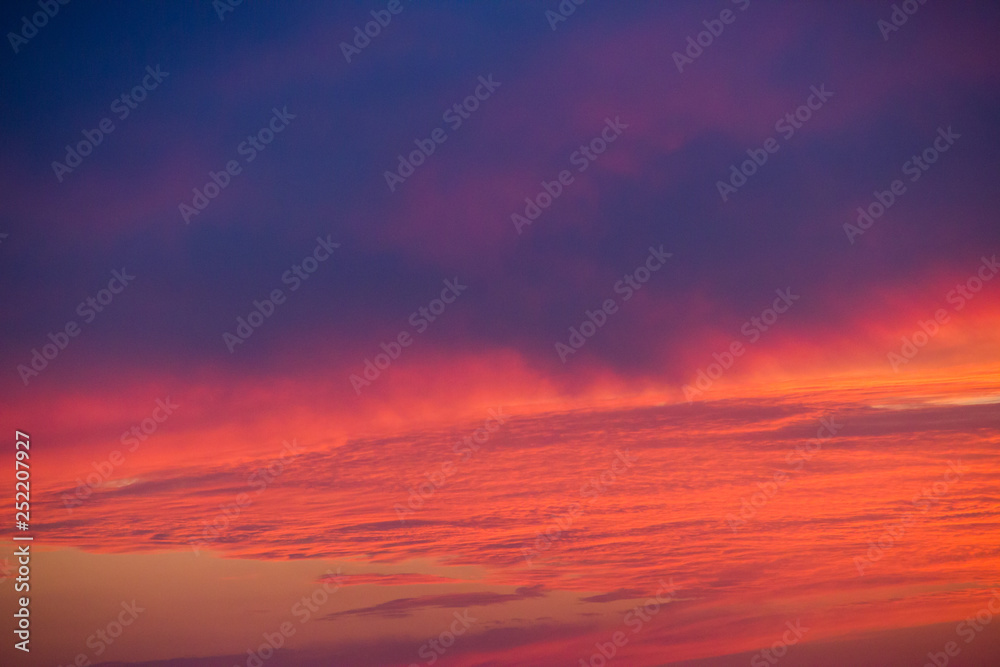 Colorful clouded sky, sunset, background