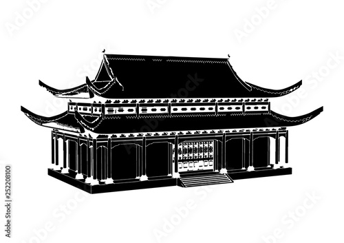 silhouette chinese temple vector