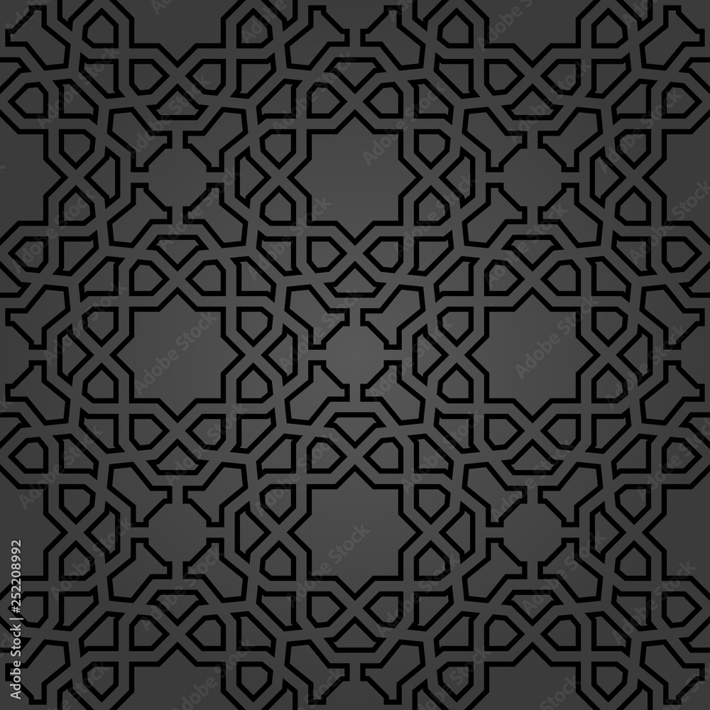 Seamless background for your designs. Modern vector dark ornament. Geometric abstract pattern