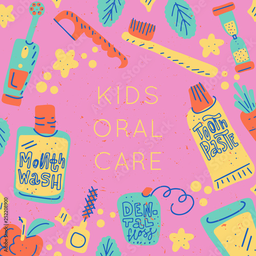 Kids Oral Care Vector set