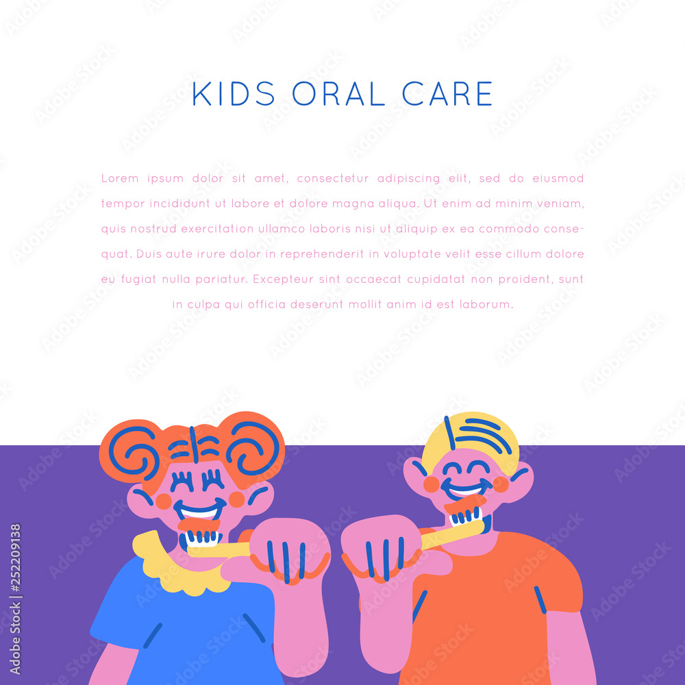 Fototapeta premium Kids Oral Care Vector set