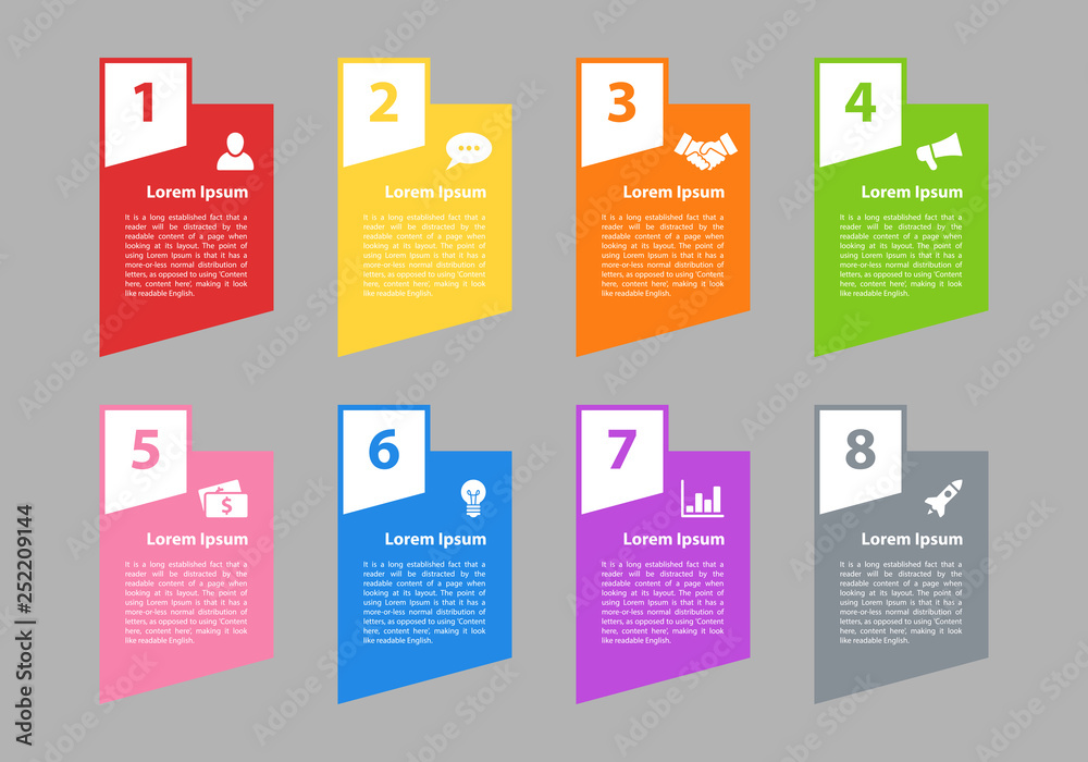 Infographic design business concept vector illustration with 8 steps or options or processes represent work flow or diagram Infographic design business concept vector illustration with 8 steps or options or processes represent work flow or diagram