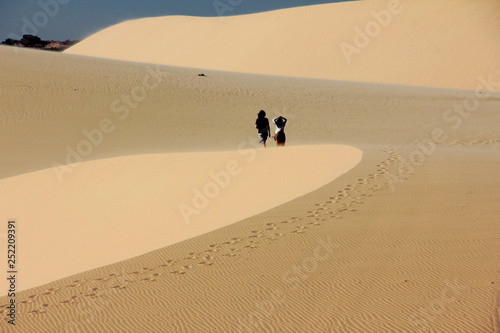sand dune  White  sand dune  with blue sky background in summer in Mui Ne  Vietnam.