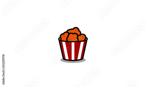 Fried Chicken Bucket Vector Illustration