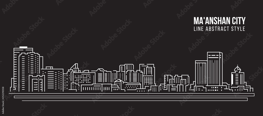 Cityscape Building Line art Vector Illustration design -  Ma'anshan city