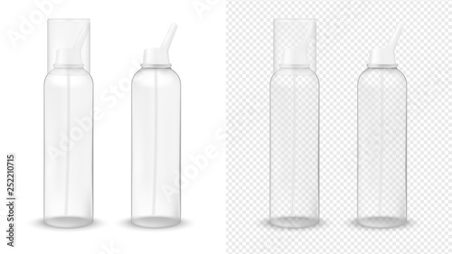 Transparent plastic bottle with pump dispenser and cap