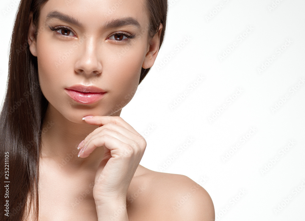 Beautiful woman female skin care healthy hair and skin close up face beauty portrait Beautiful woman female skin care healthy hair and skin close up face beauty portrait