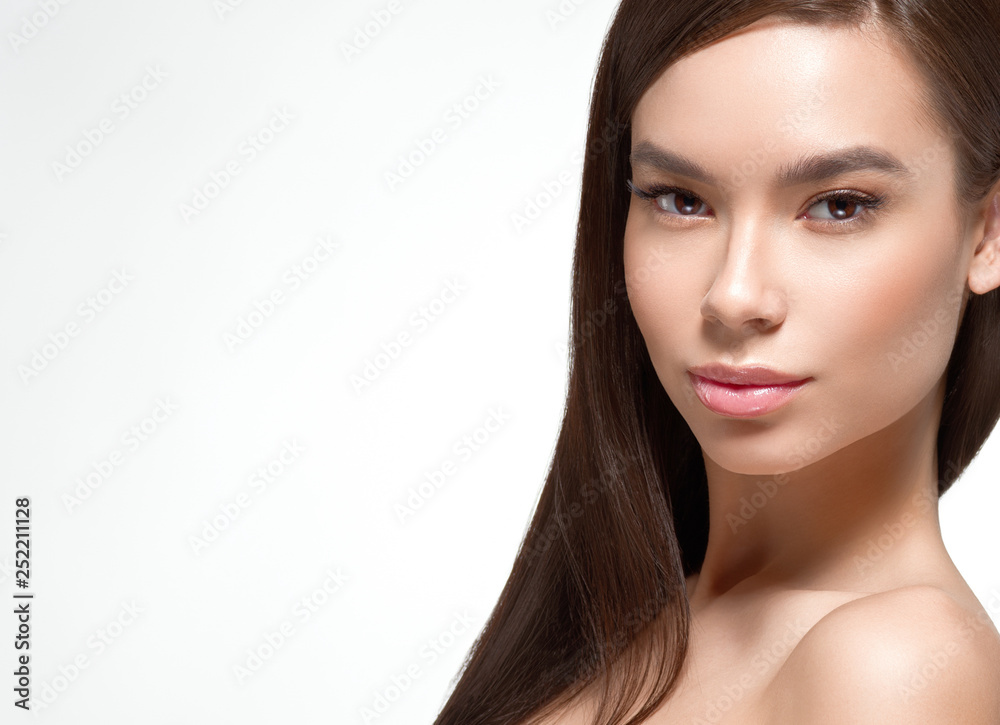 Beautiful woman female skin care healthy hair and skin close up face beauty portrait Beautiful woman female skin care healthy hair and skin close up face beauty portrait