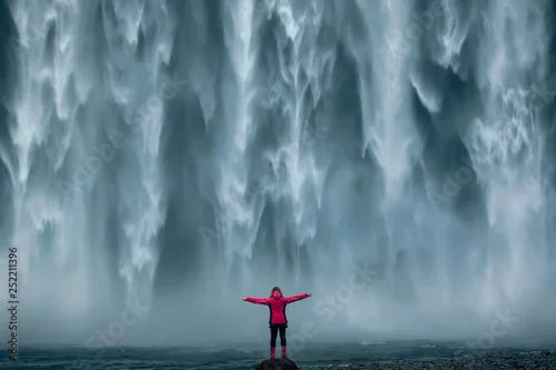 Panel kuchenny z motywem Famous powerful Skogafoss waterfall at south Iceland