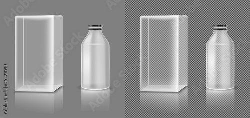 Vector transparent plastic jar with white box for cosmetics, medicines or food