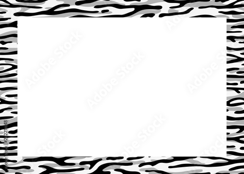 Zebra frame a black space for a text, logo, or designs. View from above. Vector illustration. 