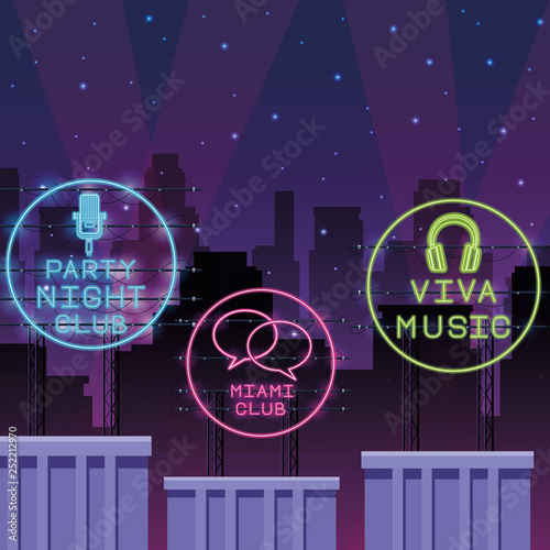 Disco party neon lights