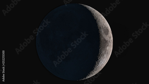 The beauty of the universe: Wonderful super detailed waxing crescent Moon