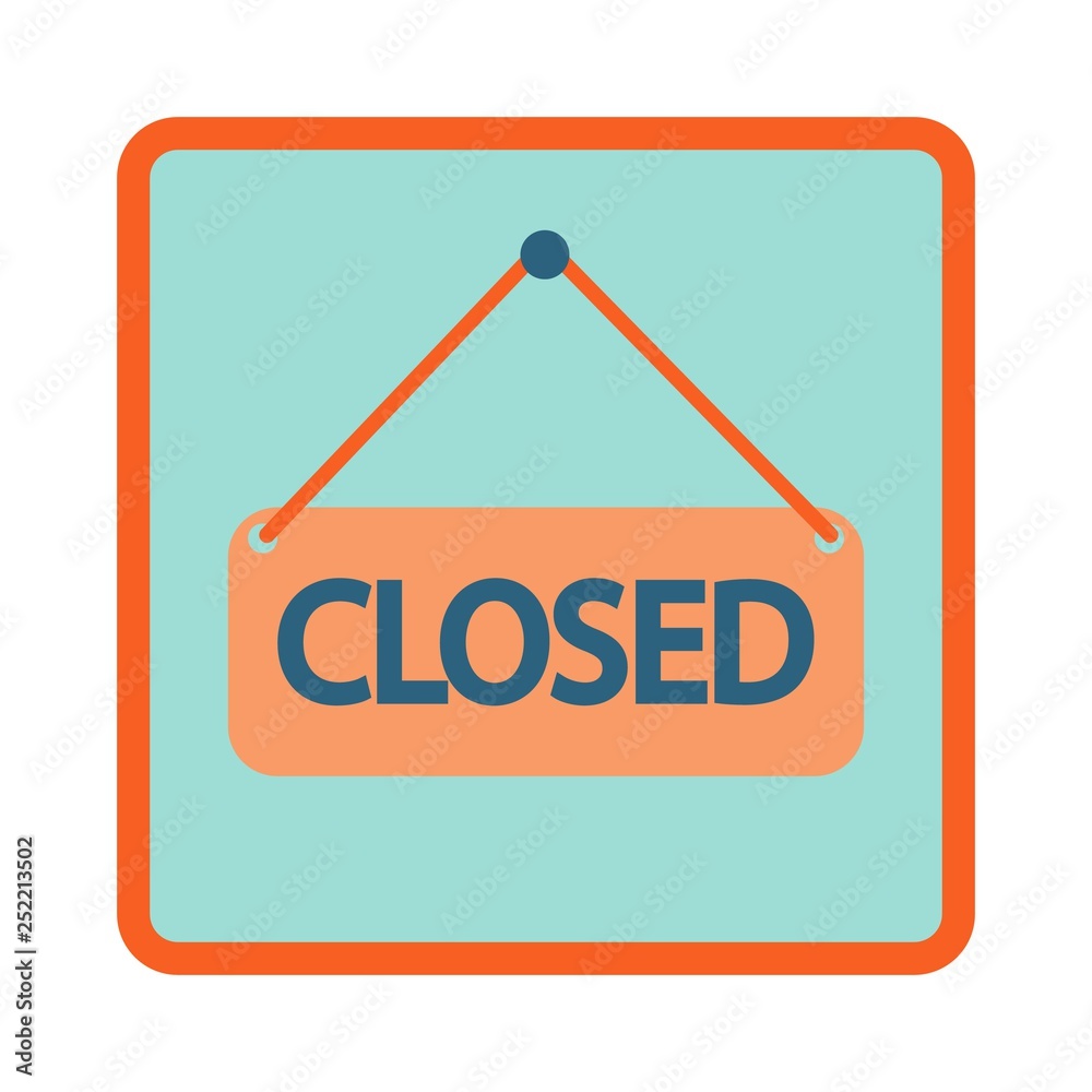 Closed Sign Door Plate flat icon in square frame Closed Sign Door Plate flat icon in square frame