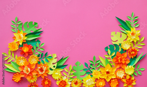 Flower and leaf color made of paper craft