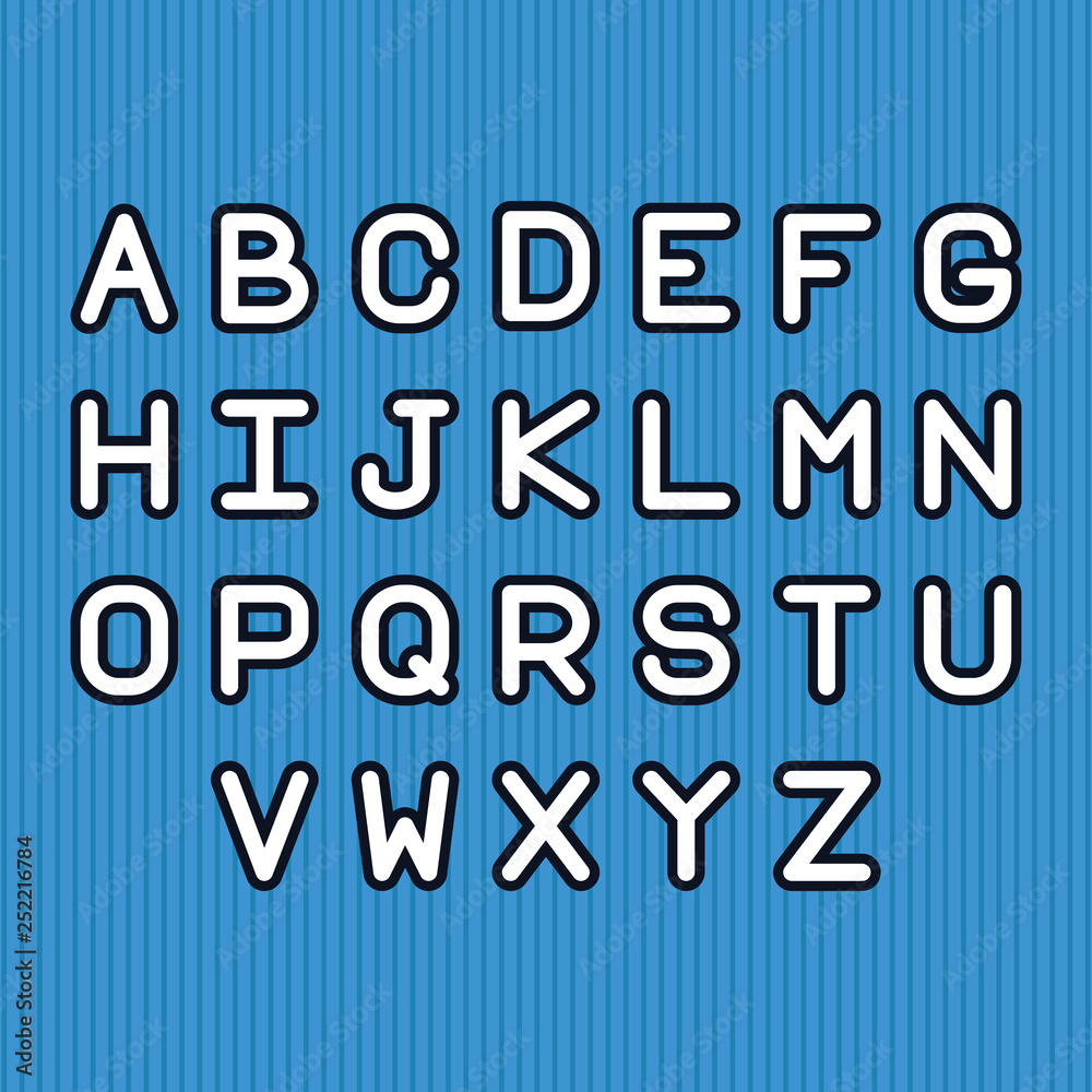 Alphabet fonts letter on blue background