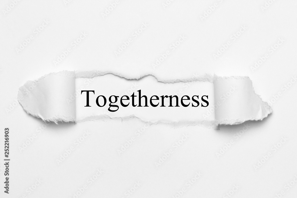 Togetherness on white torn paper Togetherness on white torn paper