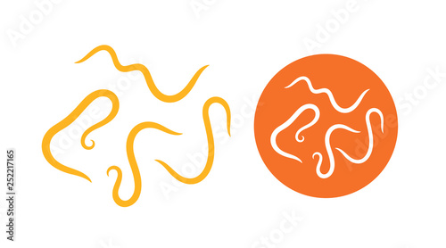 Worm intestinal parasite logo. Isolated parasite on white background