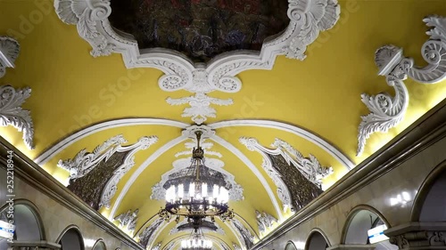 The hall of Komsomolskaya subway (Circle Line) in Moscow.