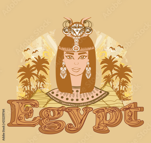 Vintage banner with Egyptian queen photo