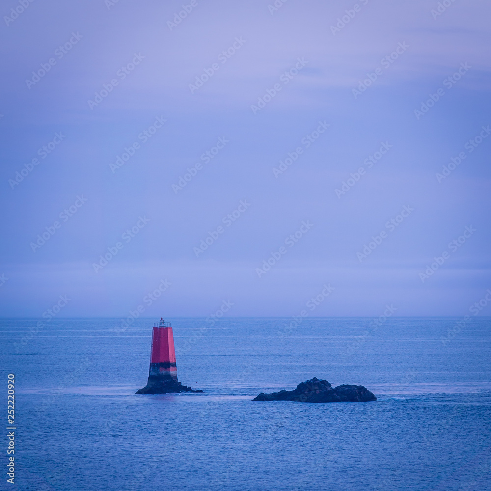 Navigation landmark for boats in the ocean in Brittany in France