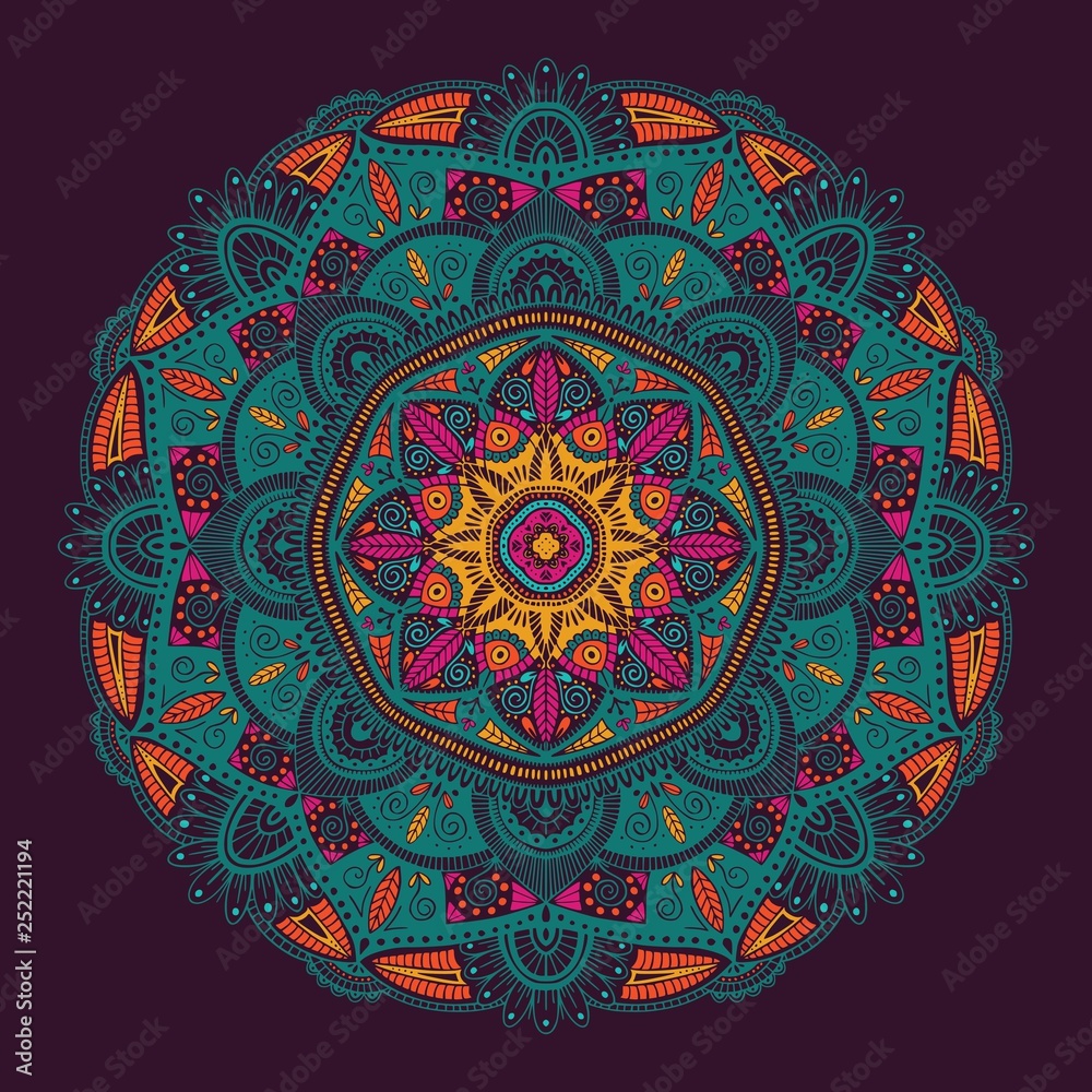 Colorful ornamental floral ethnic mandala