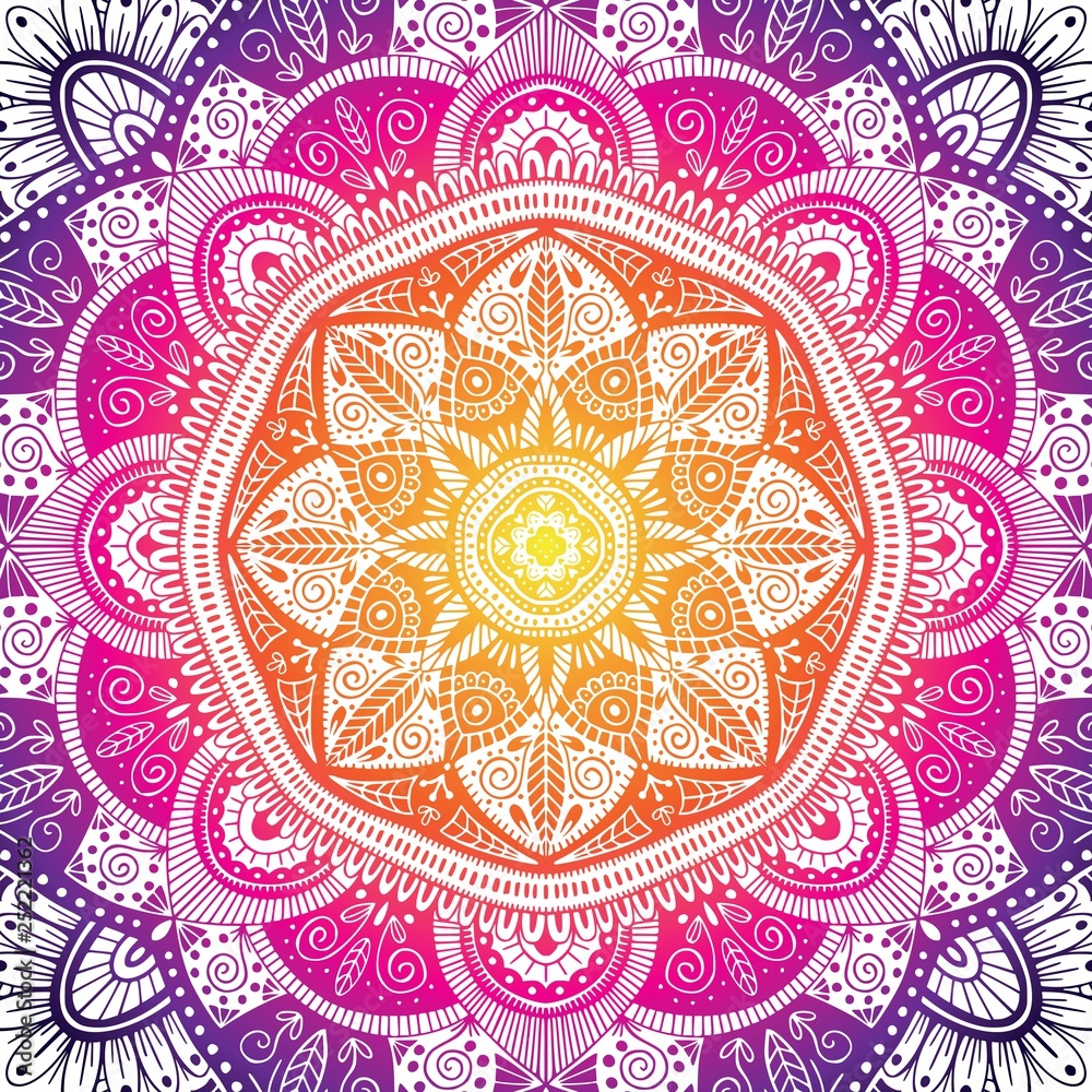 Fototapeta premium Colorful ornamental floral ethnic mandala