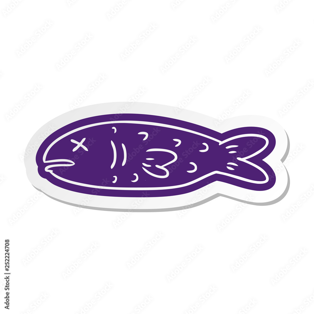 cartoon sticker of a dead fish cartoon sticker of a dead fish