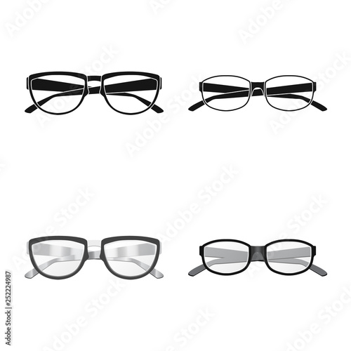 Isolated object of glasses and frame icon. Set of glasses and accessory vector icon for stock.