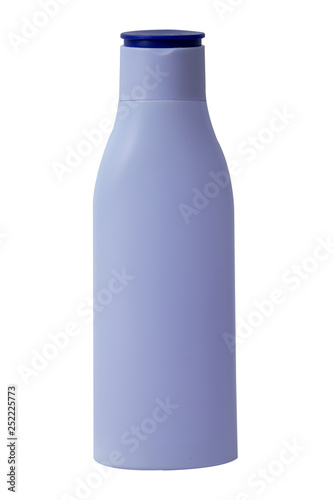 Purple plastic bottle on the White Background, isolate with clipping path