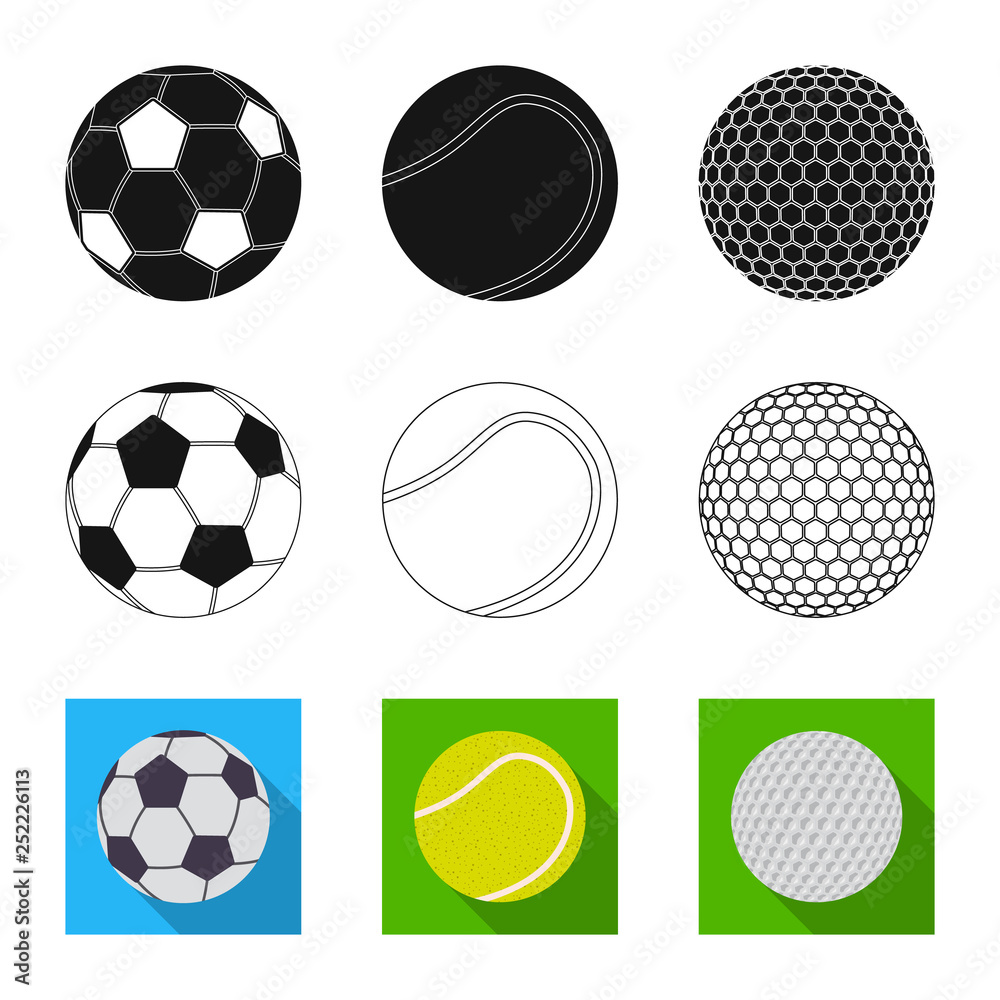 Vector design of sport and ball icon. Set of sport and athletic stock vector illustration.