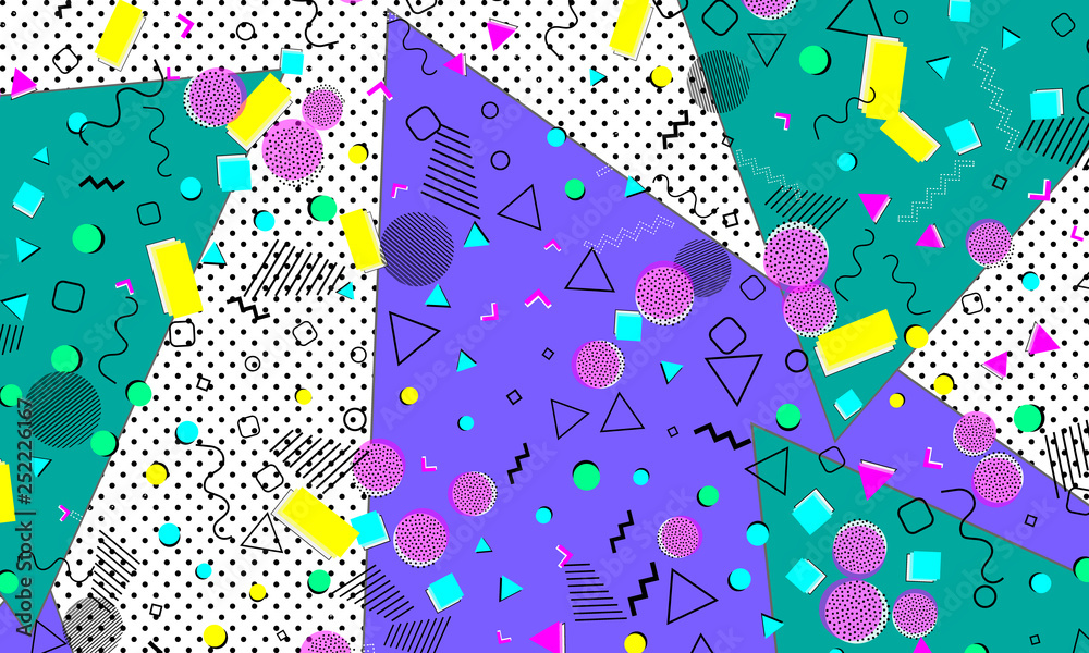 Pop art color background. Memphis pattern