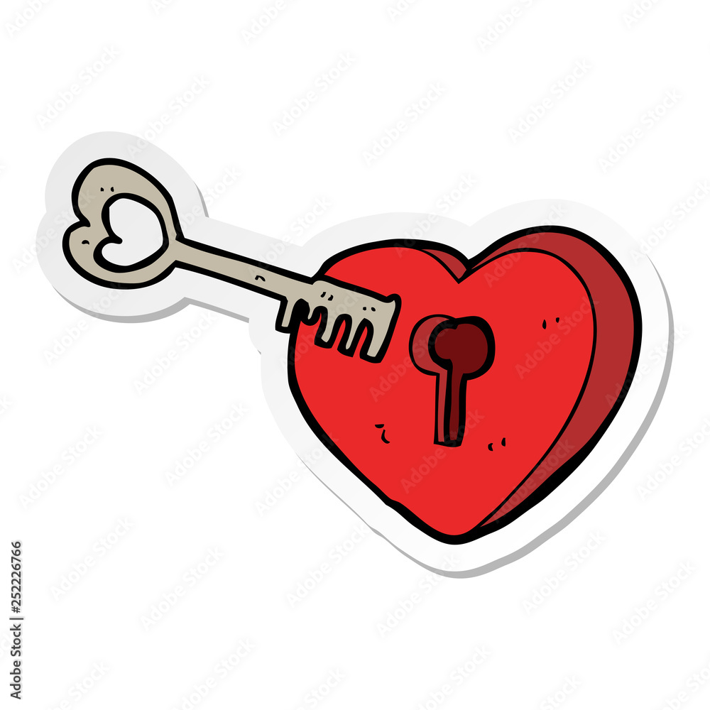 sticker of a cartoon heart with keyhole sticker of a cartoon heart with keyhole