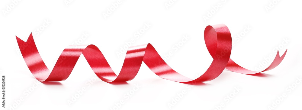 Red ribbon isolated on white background and texture Red ribbon isolated on white background and texture