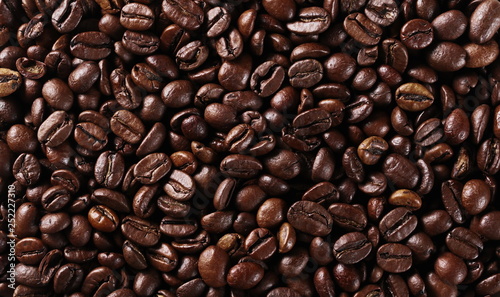 Coffee beans background and texture  top view