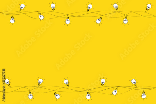 A set of warm light bulb garlands  holiday decorations. The lamps. Glowing Christmas lights. Vector on yellow background.