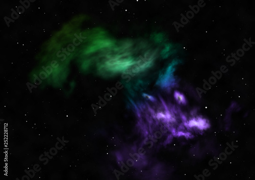 Far being shone nebula and star field. 3D rendering