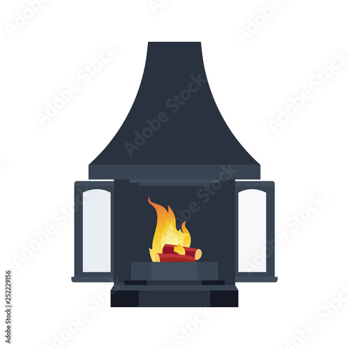 Home black fireplace to paste in the interior of the house for computer games. Vector illustration isolated on white background eps10