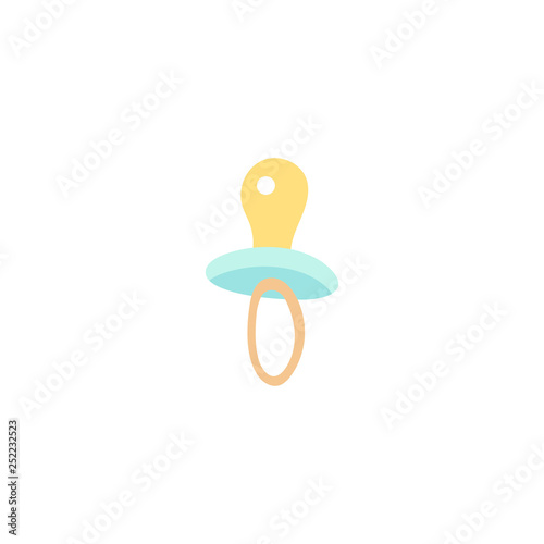 Flat style icon of a baby pacifier for a happy child. A simple accessory for kid comfort and health.