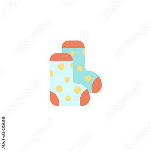 Flat style icon of baby socks for a happy child. A simple accessory for kid comfort.
