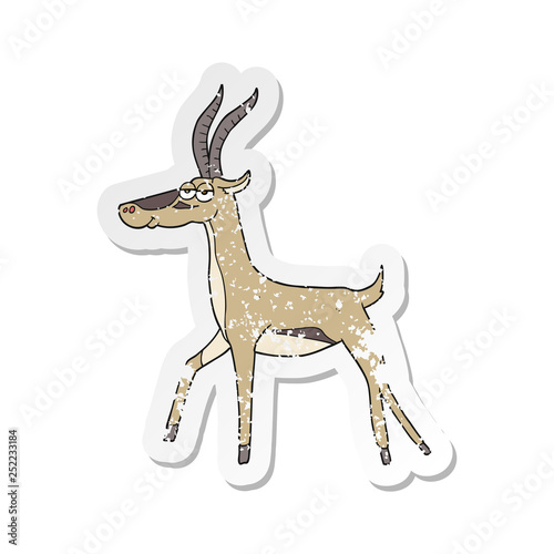 retro distressed sticker of a cartoon gazelle