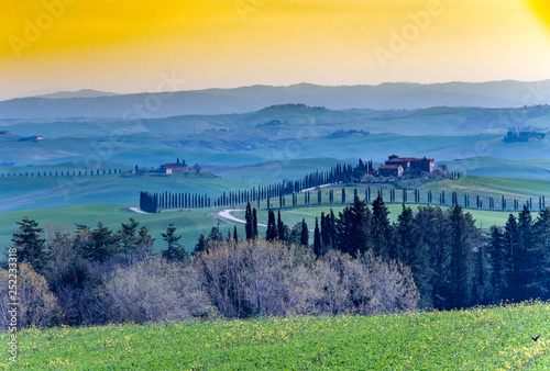 Panorama of the Sienese hills and the Tuscan countryside
