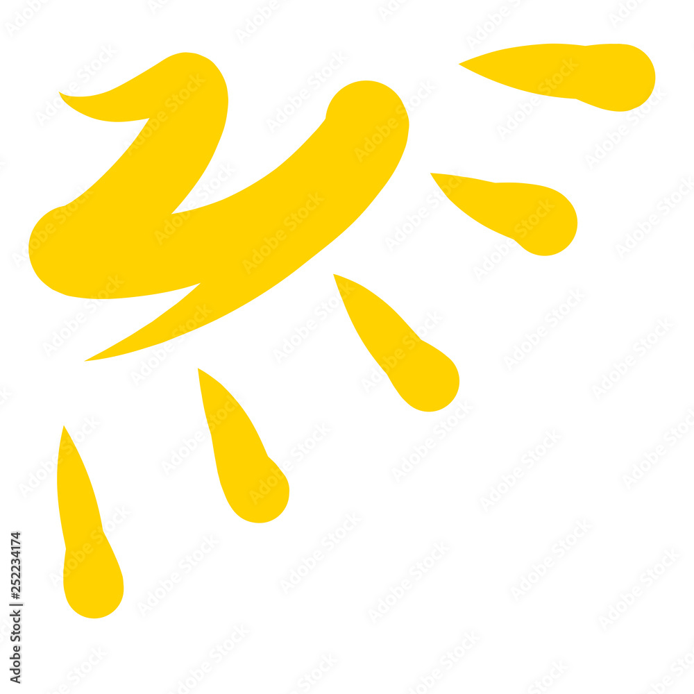 shining sun in the corner on a white background