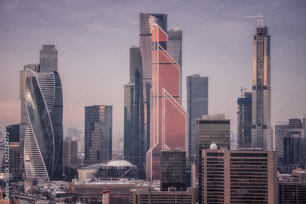 Naklejka premium Moscow, Russia - January 9, 2019: The Moscow International Business Center (MIBC) (Moskva-Citi)