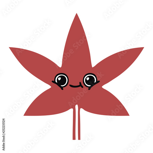 flat color retro cartoon autumnal leaf