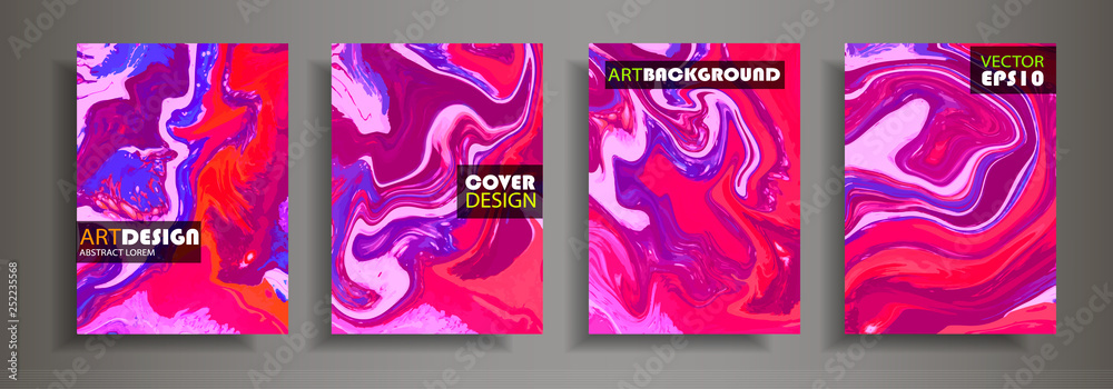 Modern design A4.Abstract marble texture of colored bright liquid paints.Splash trends paints.Used design presentations, print,flyer,business cards,invitations, calendars,sites, packaging,cover.