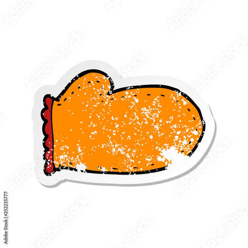 retro distressed sticker of a cartoon oven glove