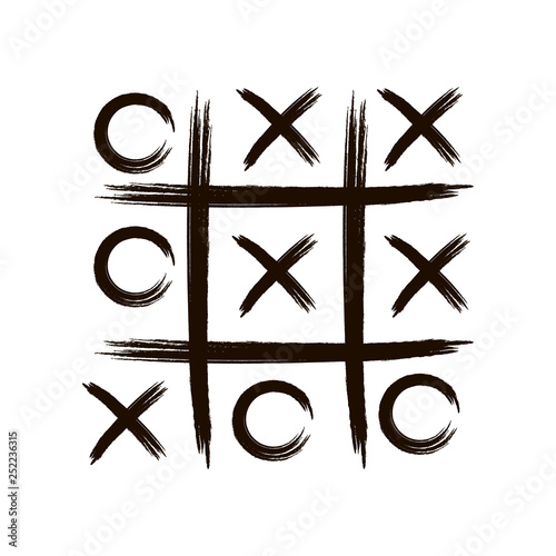 Game icon. Tic tac toe game with cross and circle. Tic tac toe on white background Vector illustration.
