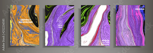 Modern design A4.Abstract marble texture of colored bright liquid paints. Splash trends paints. Used design presentations, print, flyer, business cards, invitations, calendars, sites, packaging, cover