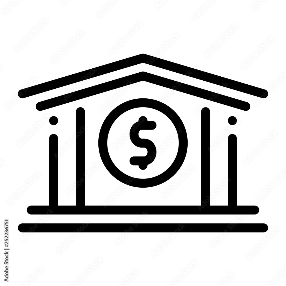 bank icon, outline black style bank icon, outline black style